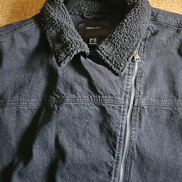 Forever 21 Black Denim Bomber Jacket - Picture 6 of 6